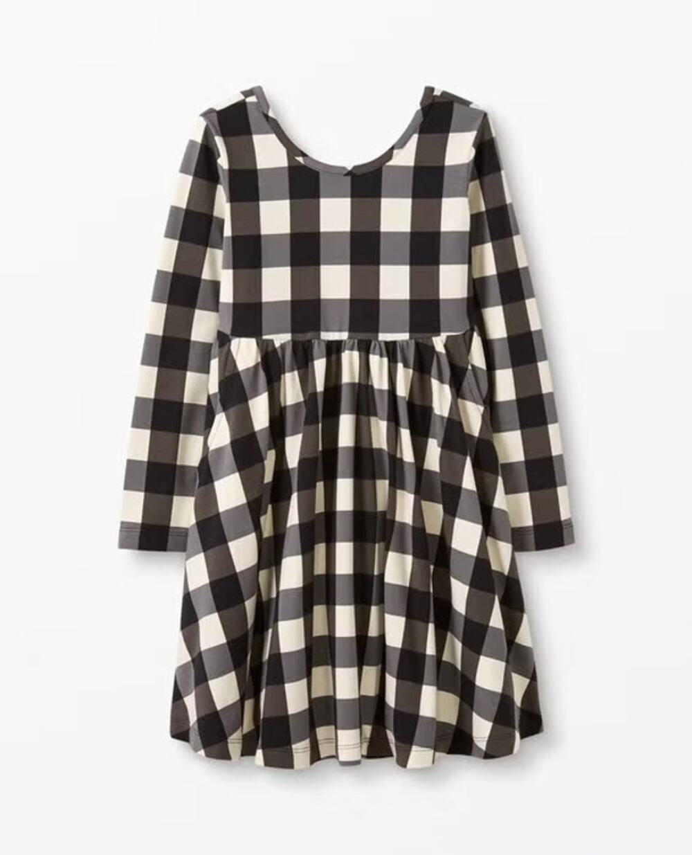 Hanna Andersson Black & Ecru Check Skater Dress 2T